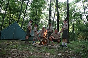 Scouts around a campfire