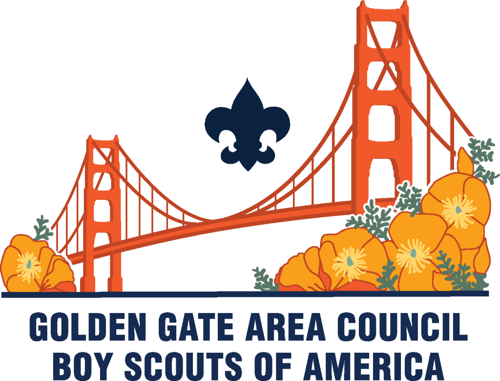 GGAC logo. Graphic shows Golden Gate bridge, California poppies and the BSA fleur de lise.