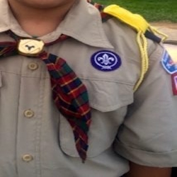 Picture of the yellow cord designation a cub scout as a Denner