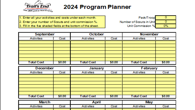 Unit program planner excerpt